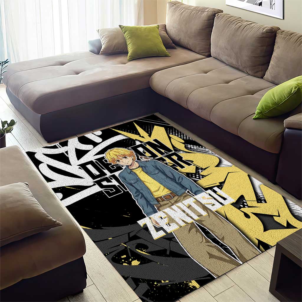 Agatsuma Zenitsu Demon Slayer Area Rug Yellow & Black Graffiti Anime