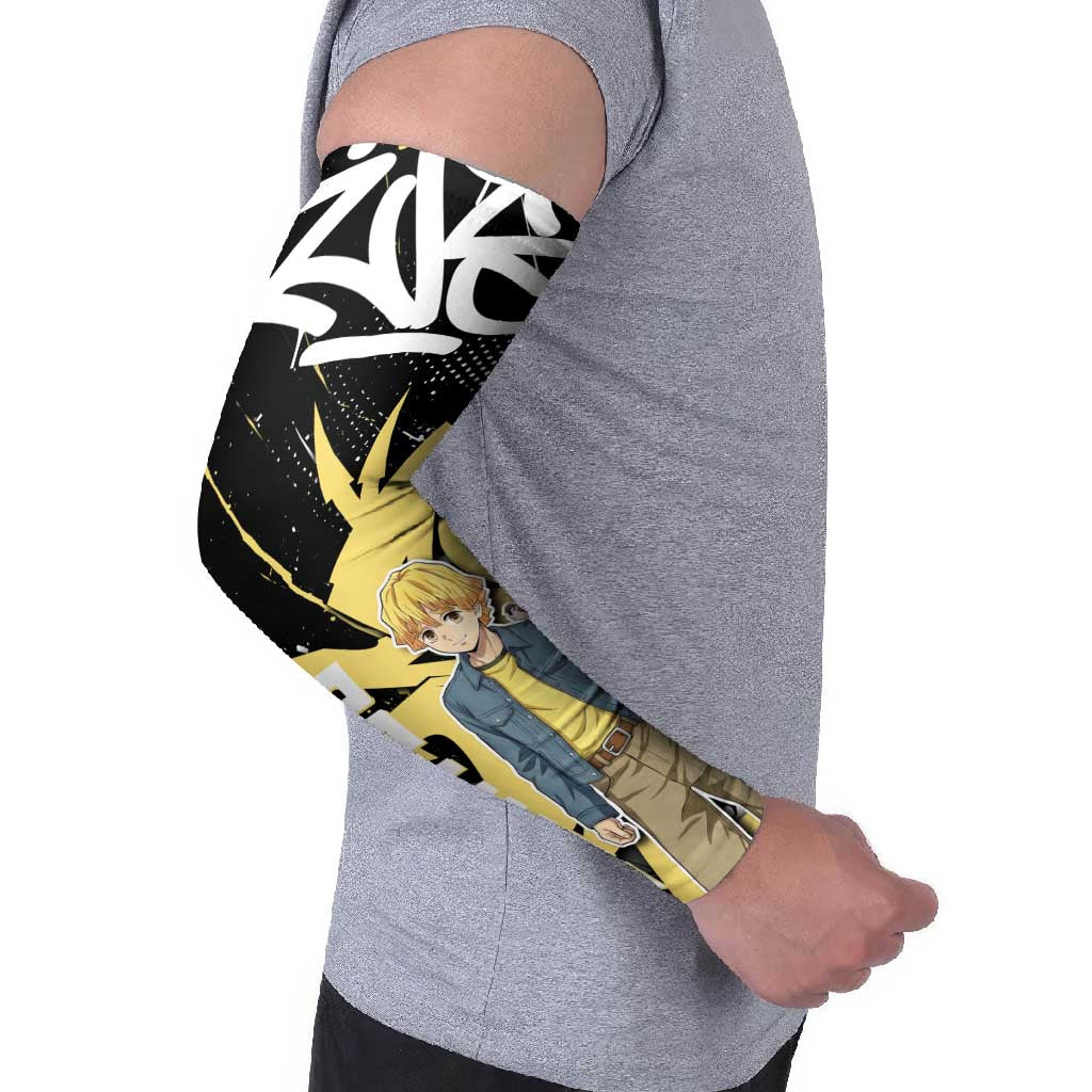 Agatsuma Zenitsu Demon Slayer Arm Sleeves Yellow & Black Graffiti Anime