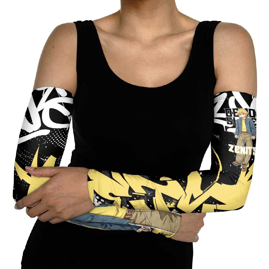 Agatsuma Zenitsu Demon Slayer Arm Sleeves Yellow & Black Graffiti Anime