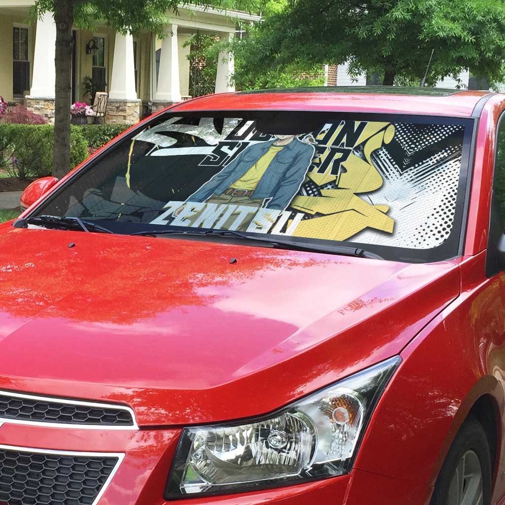 Agatsuma Zenitsu Demon Slayer Auto Sun Shade Yellow & Black Graffiti Anime