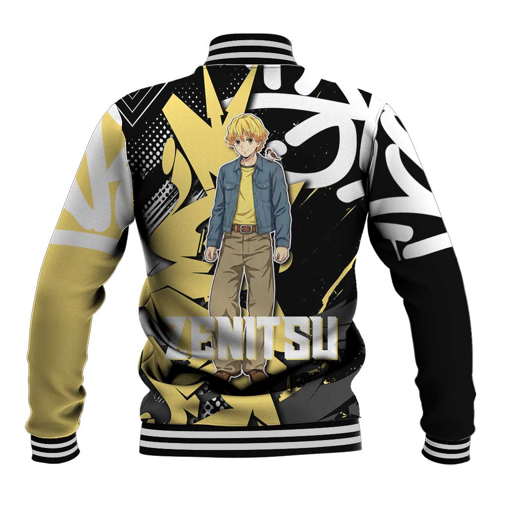 Agatsuma Zenitsu Demon Slayer Baseball Jacket Yellow & Black Graffiti Anime