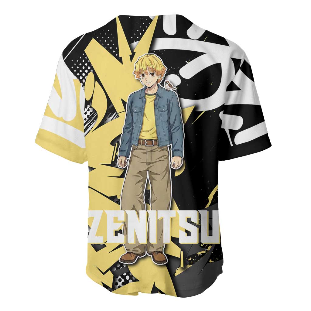 Agatsuma Zenitsu Demon Slayer Baseball Jersey Yellow & Black Graffiti Anime