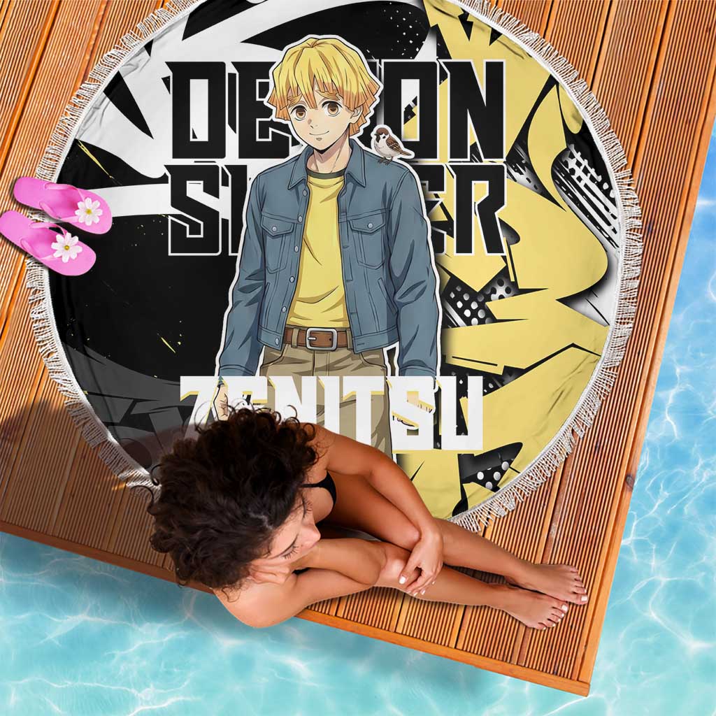 Agatsuma Zenitsu Demon Slayer Beach Blanket Yellow & Black Graffiti Anime