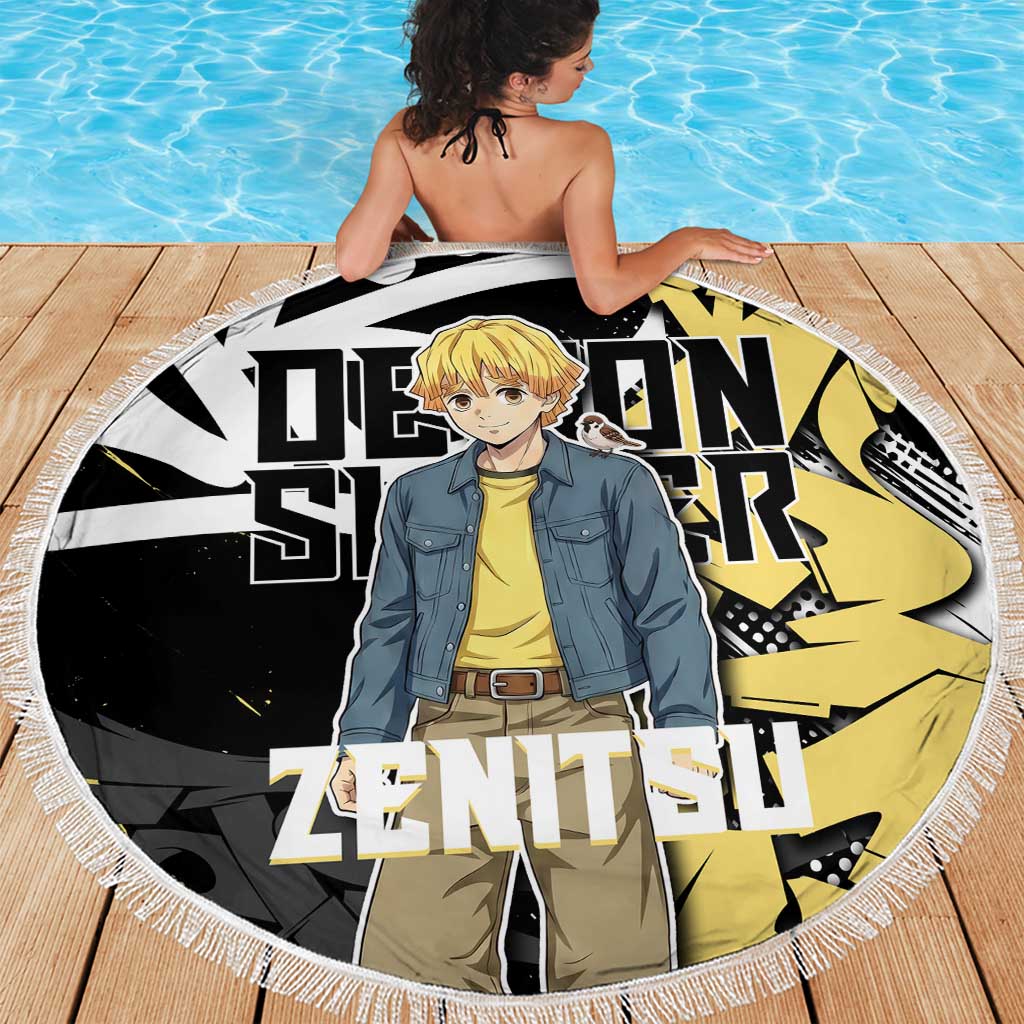 Agatsuma Zenitsu Demon Slayer Beach Blanket Yellow & Black Graffiti Anime