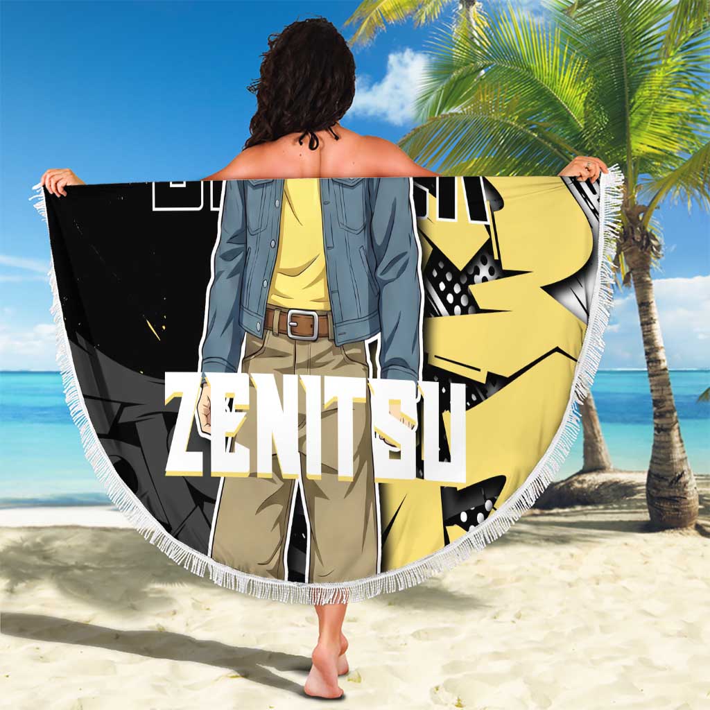 Agatsuma Zenitsu Demon Slayer Beach Blanket Yellow & Black Graffiti Anime