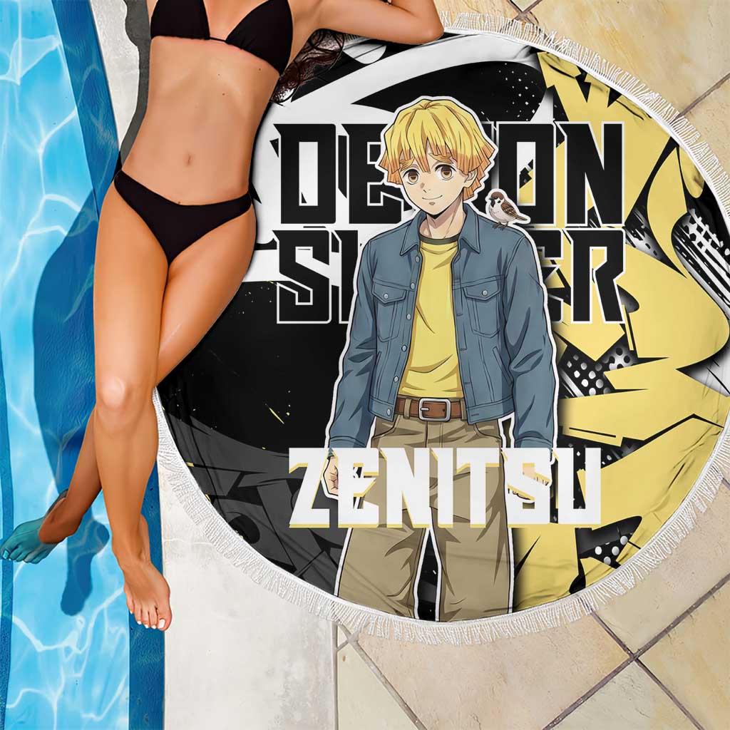 Agatsuma Zenitsu Demon Slayer Beach Blanket Yellow & Black Graffiti Anime
