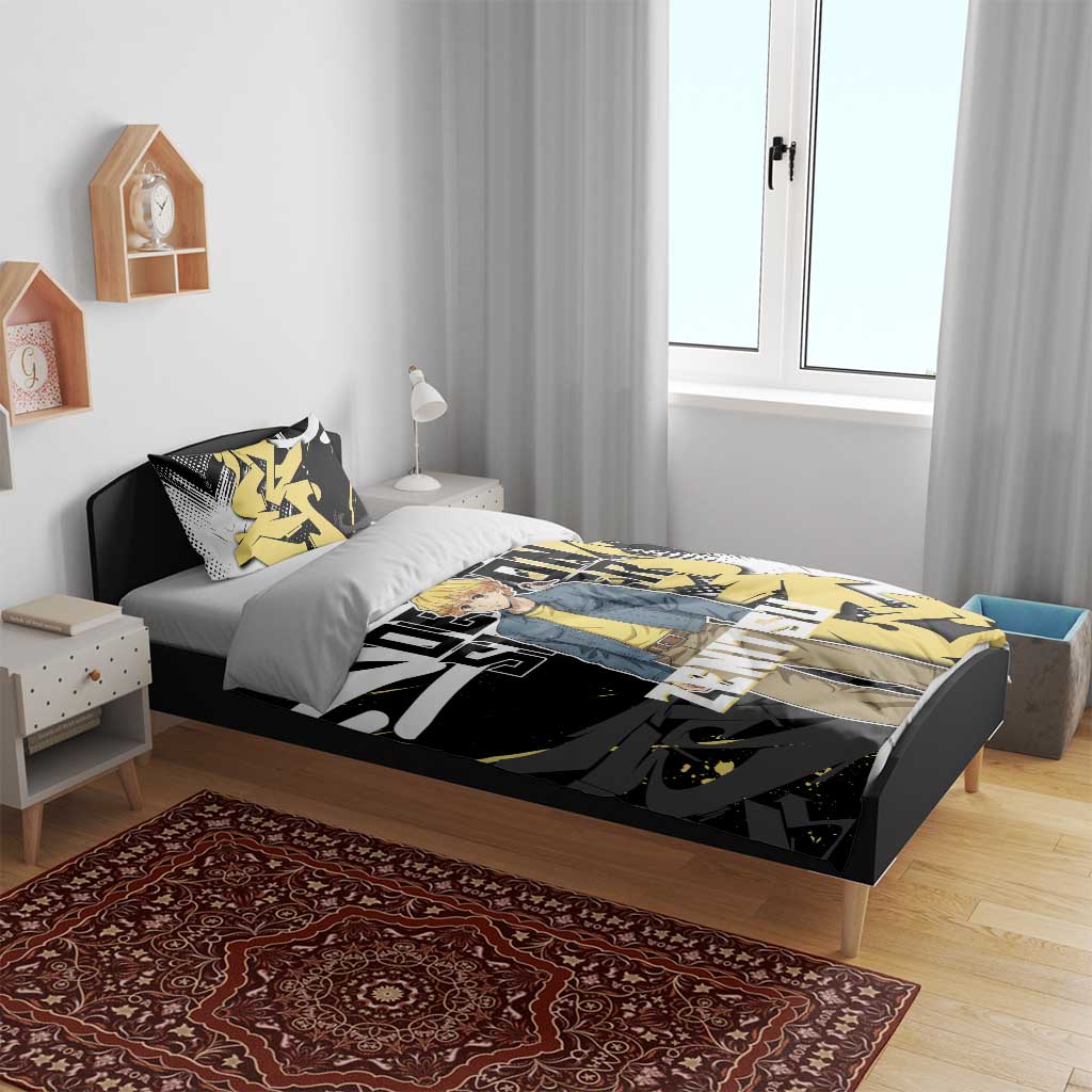 Agatsuma Zenitsu Demon Slayer Bedding Set Yellow & Black Graffiti Anime