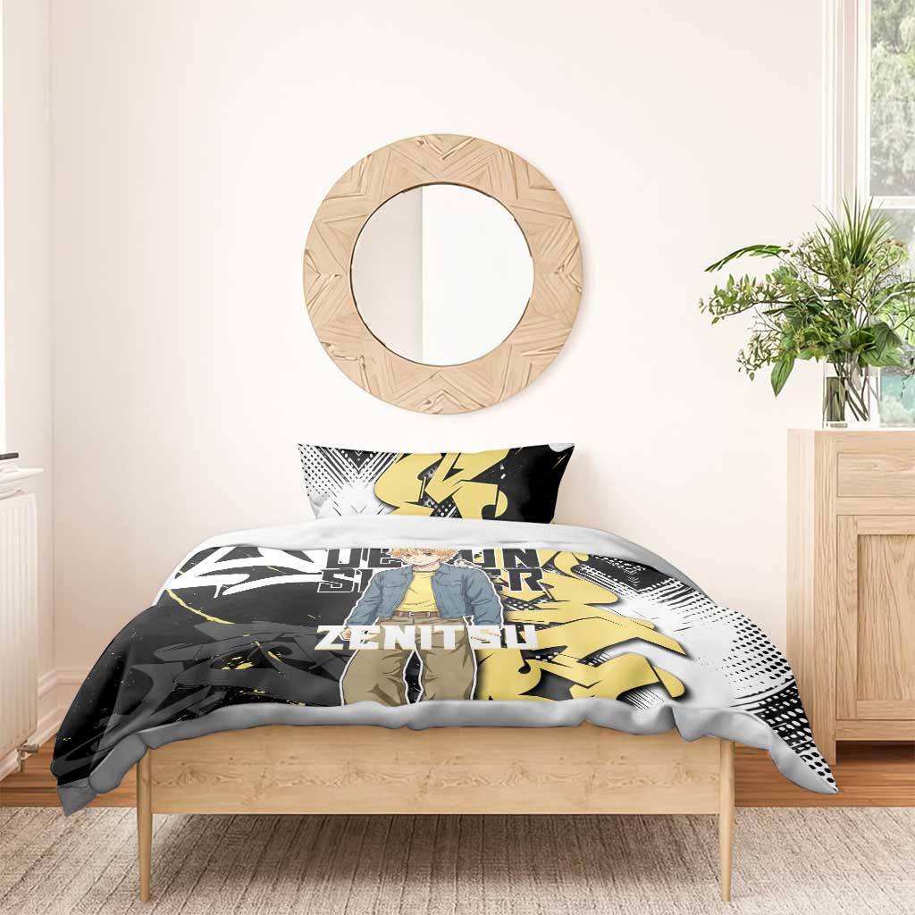 Agatsuma Zenitsu Demon Slayer Bedding Set Yellow & Black Graffiti Anime