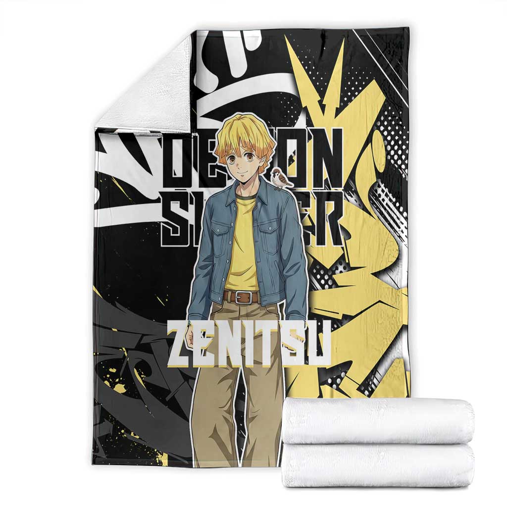 Agatsuma Zenitsu Demon Slayer Blanket Yellow & Black Graffiti Anime