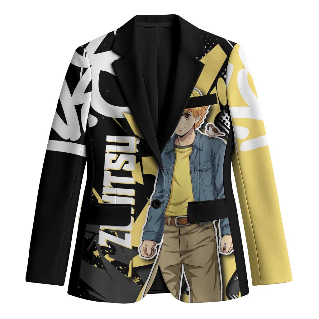 Agatsuma Zenitsu Demon Slayer Blazer Yellow & Black Graffiti Anime