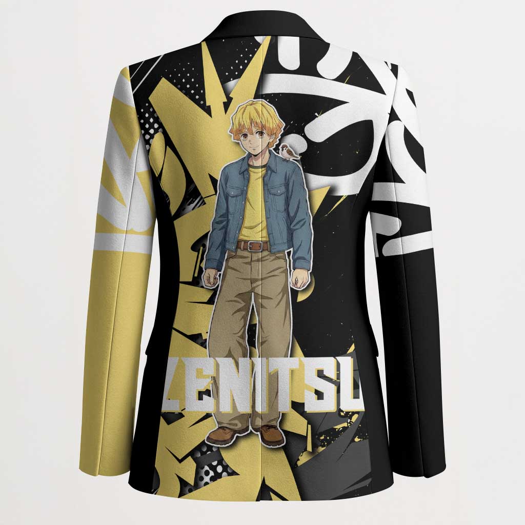 Agatsuma Zenitsu Demon Slayer Blazer Yellow & Black Graffiti Anime