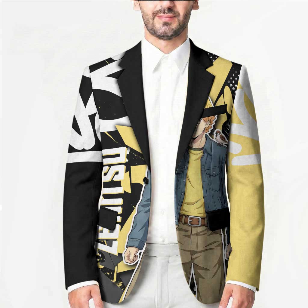 Agatsuma Zenitsu Demon Slayer Blazer Yellow & Black Graffiti Anime