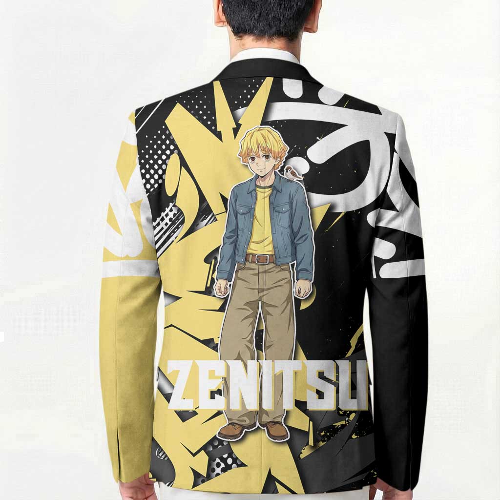 Agatsuma Zenitsu Demon Slayer Blazer Yellow & Black Graffiti Anime
