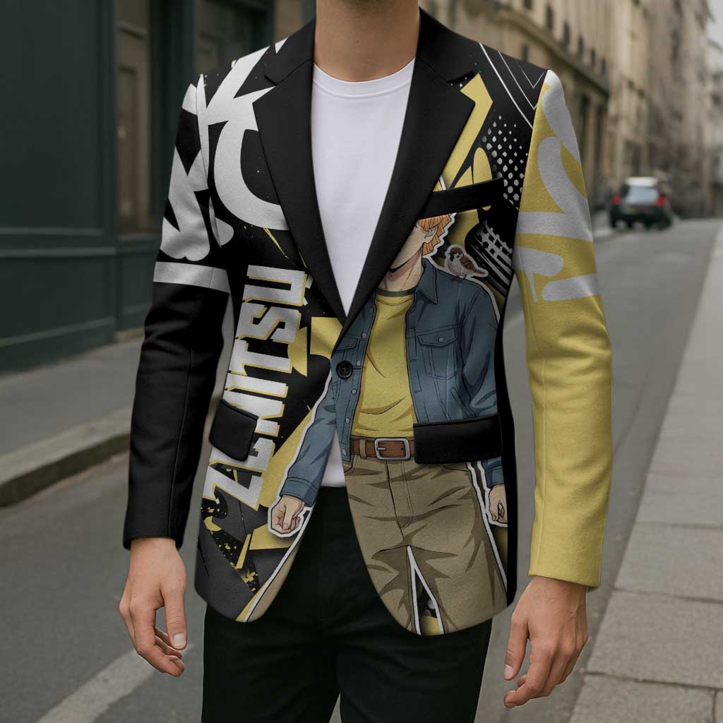 Agatsuma Zenitsu Demon Slayer Blazer Yellow & Black Graffiti Anime