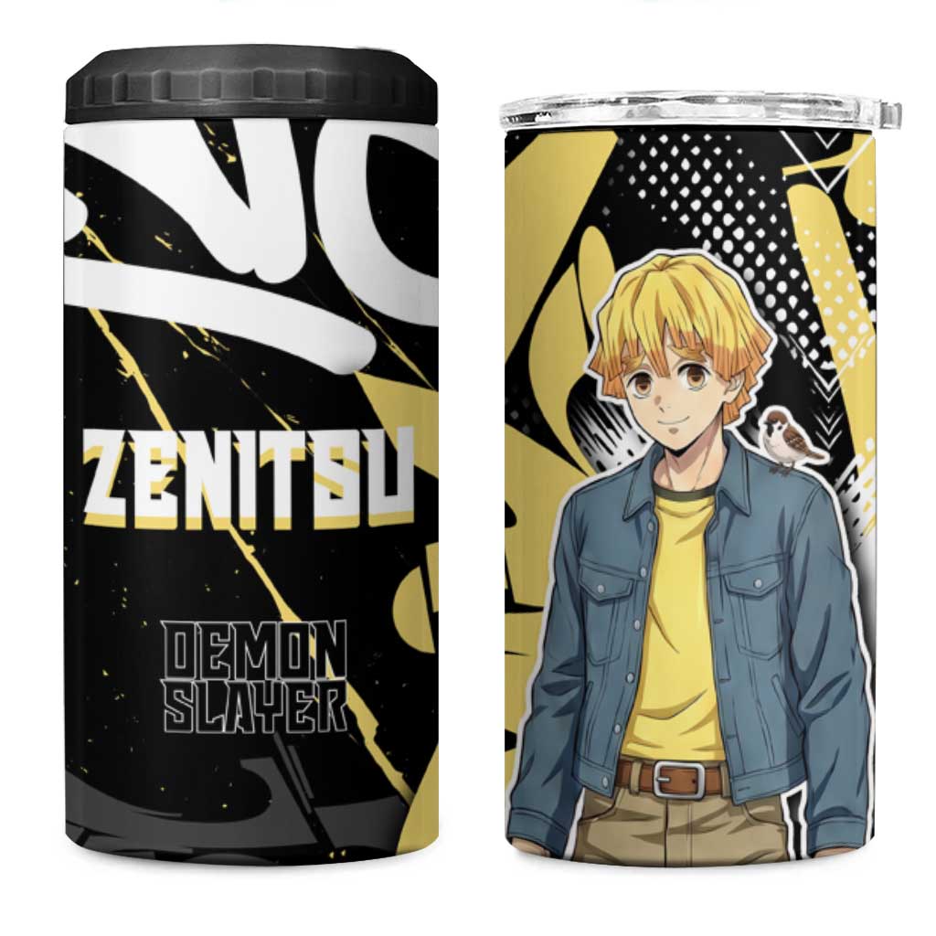 Agatsuma Zenitsu Demon Slayer 4 in 1 Can Cooler Tumbler Yellow & Black Graffiti Anime