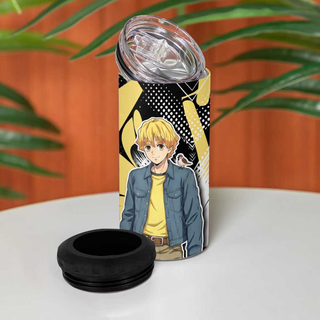 Agatsuma Zenitsu Demon Slayer 4 in 1 Can Cooler Tumbler Yellow & Black Graffiti Anime