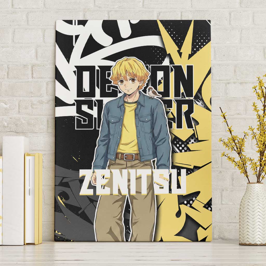 Agatsuma Zenitsu Demon Slayer Canvas Wall Art Yellow & Black Graffiti Anime