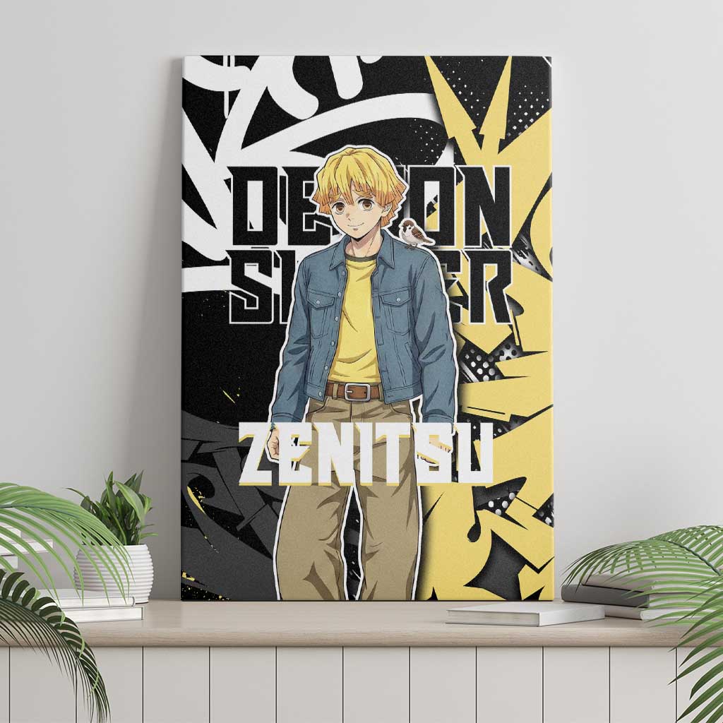 Agatsuma Zenitsu Demon Slayer Canvas Wall Art Yellow & Black Graffiti Anime