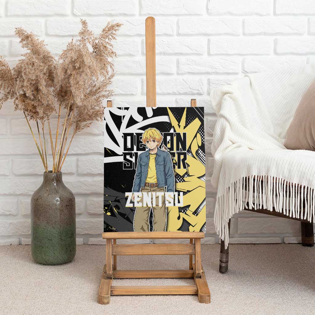 Agatsuma Zenitsu Demon Slayer Canvas Wall Art Yellow & Black Graffiti Anime
