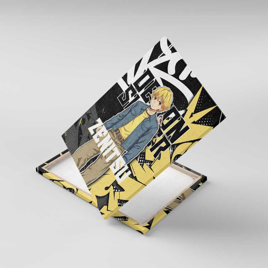 Agatsuma Zenitsu Demon Slayer Canvas Wall Art Yellow & Black Graffiti Anime