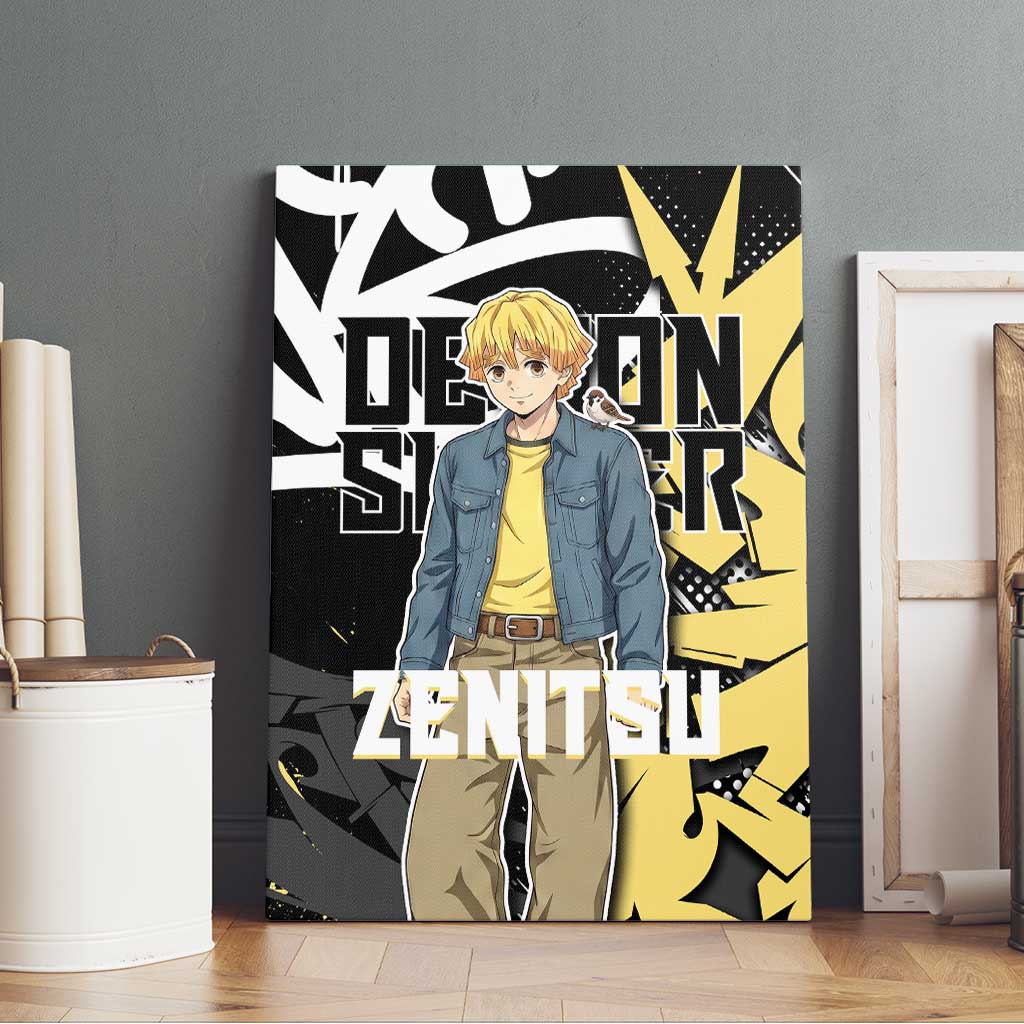 Agatsuma Zenitsu Demon Slayer Canvas Wall Art Yellow & Black Graffiti Anime