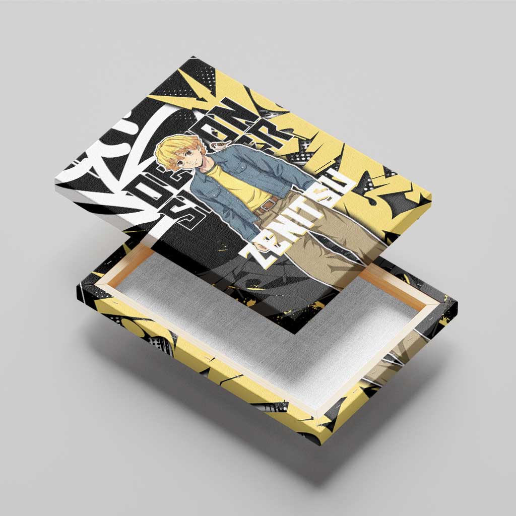 Agatsuma Zenitsu Demon Slayer Canvas Wall Art Yellow & Black Graffiti Anime