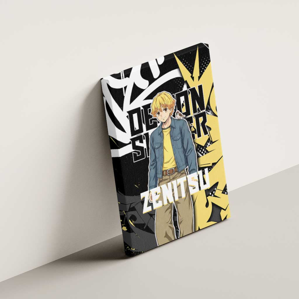 Agatsuma Zenitsu Demon Slayer Canvas Wall Art Yellow & Black Graffiti Anime