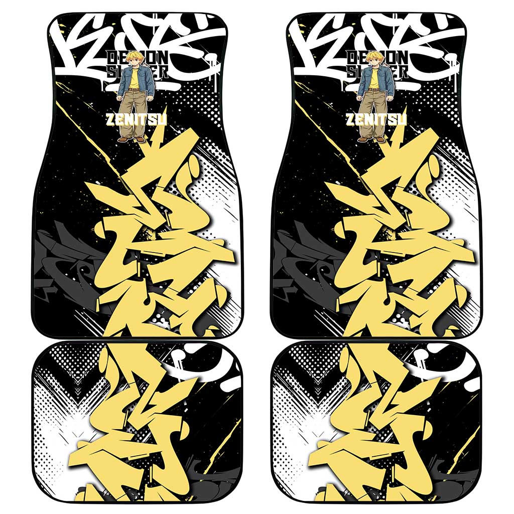 Agatsuma Zenitsu Demon Slayer Car Mats Yellow & Black Graffiti Anime