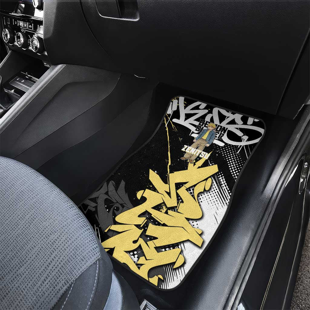 Agatsuma Zenitsu Demon Slayer Car Mats Yellow & Black Graffiti Anime