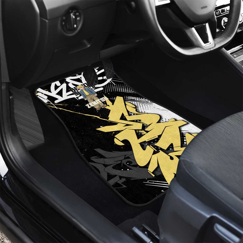 Agatsuma Zenitsu Demon Slayer Car Mats Yellow & Black Graffiti Anime