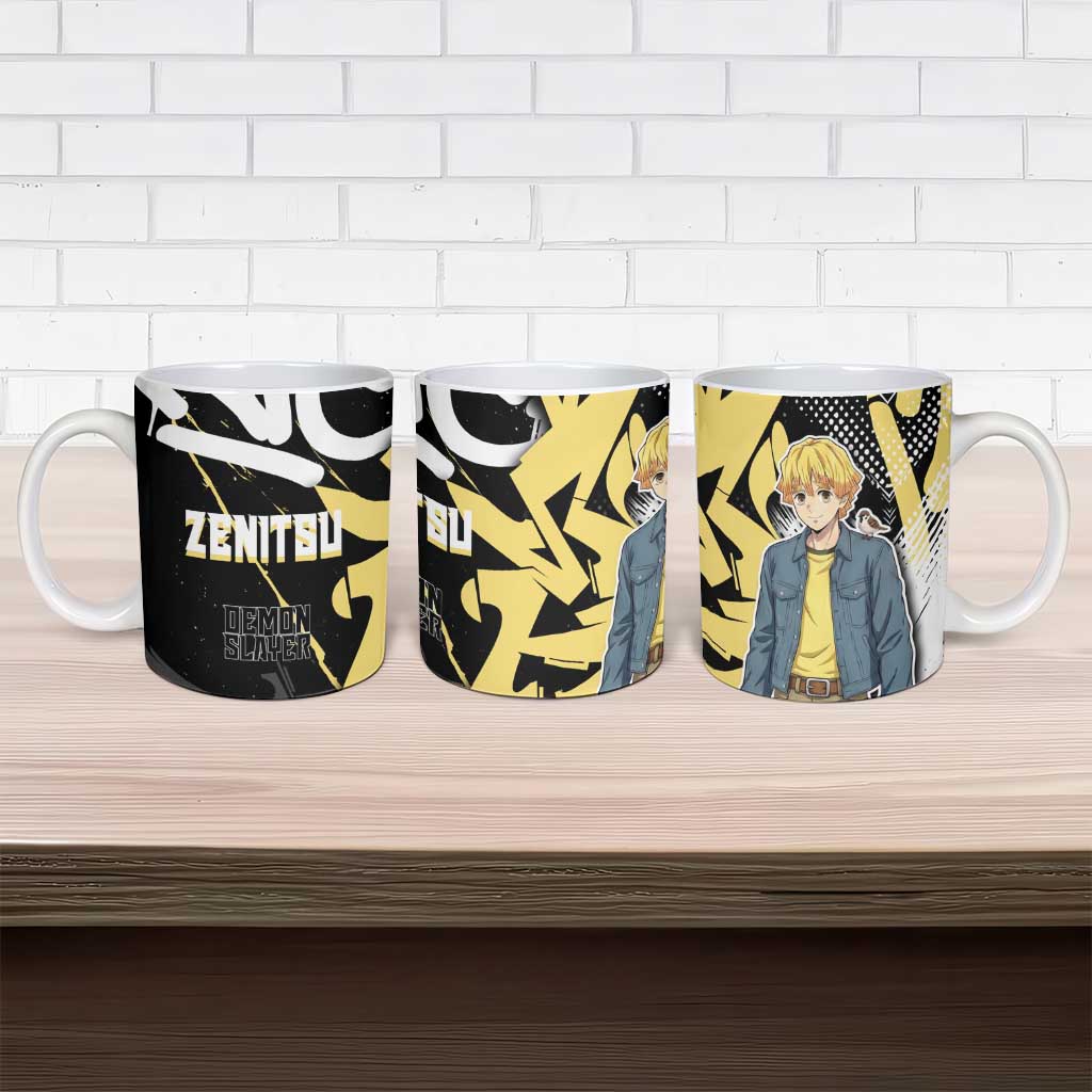 Agatsuma Zenitsu Demon Slayer Ceramic Mug Yellow & Black Graffiti Anime