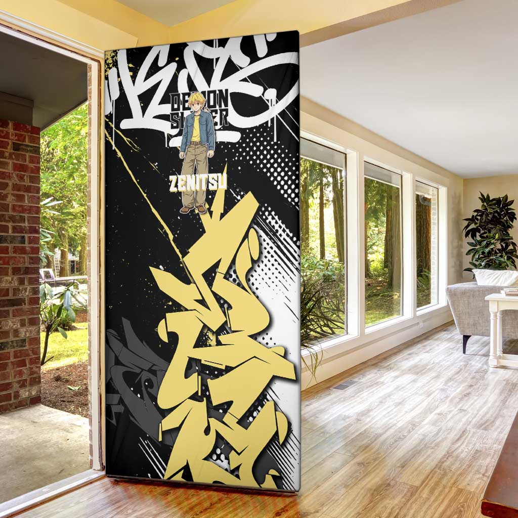 Agatsuma Zenitsu Demon Slayer Door Cover Yellow & Black Graffiti Anime