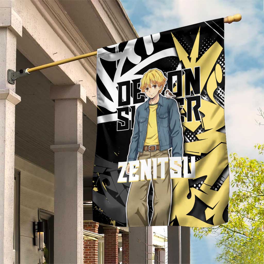 Agatsuma Zenitsu Demon Slayer Garden Flag Yellow & Black Graffiti Anime