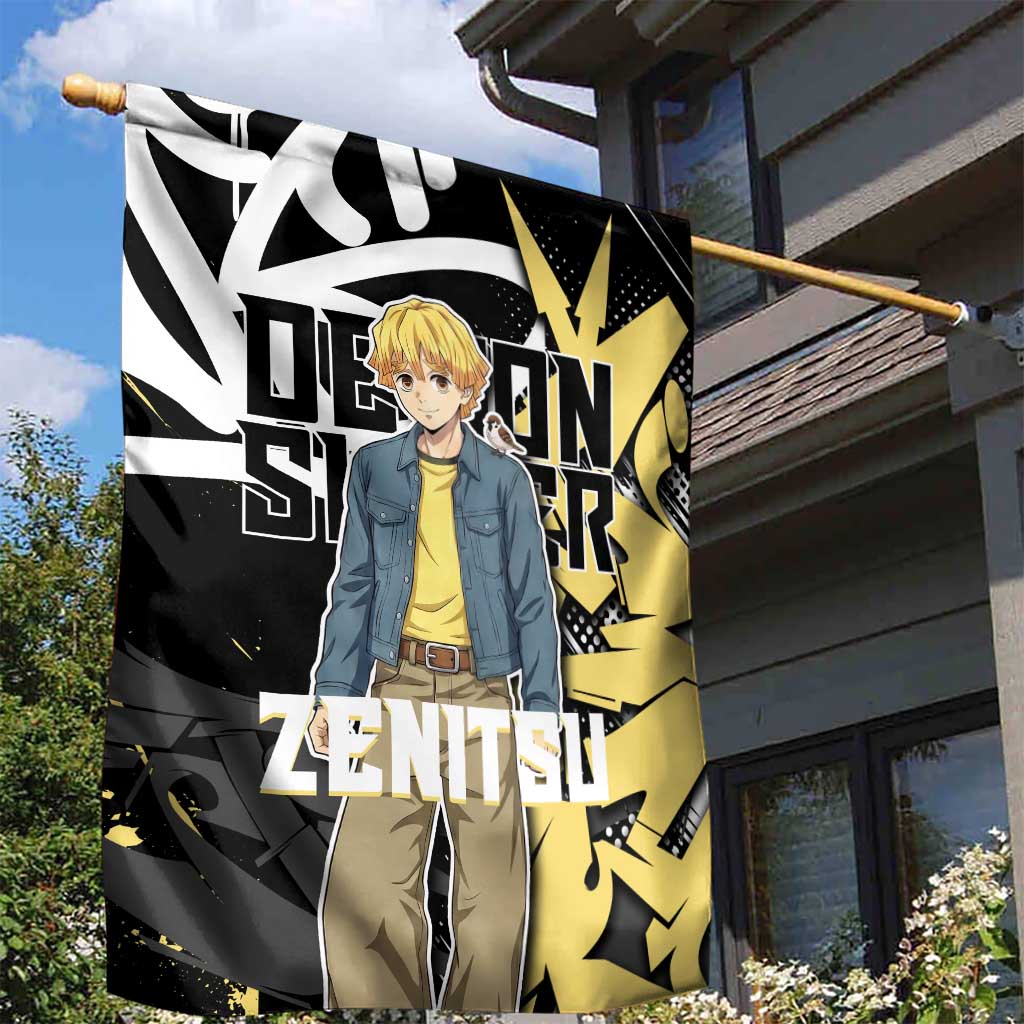 Agatsuma Zenitsu Demon Slayer Garden Flag Yellow & Black Graffiti Anime