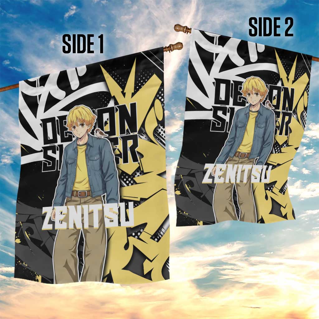 Agatsuma Zenitsu Demon Slayer Garden Flag Yellow & Black Graffiti Anime
