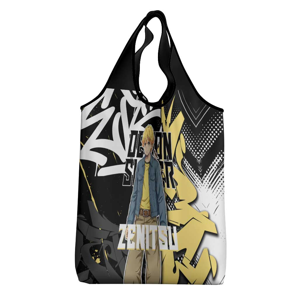 Agatsuma Zenitsu Demon Slayer Grocery Bag Yellow & Black Graffiti Anime