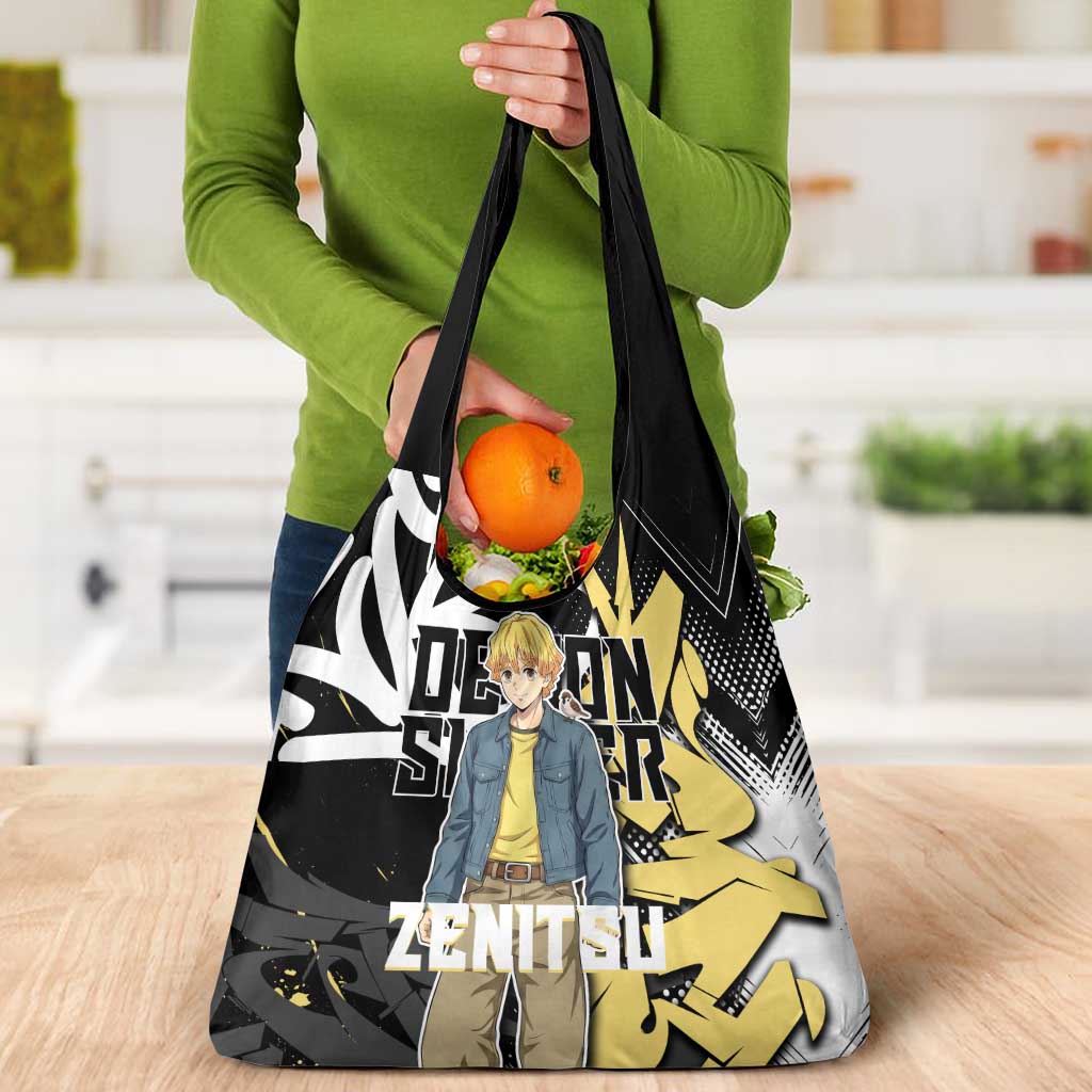 Agatsuma Zenitsu Demon Slayer Grocery Bag Yellow & Black Graffiti Anime