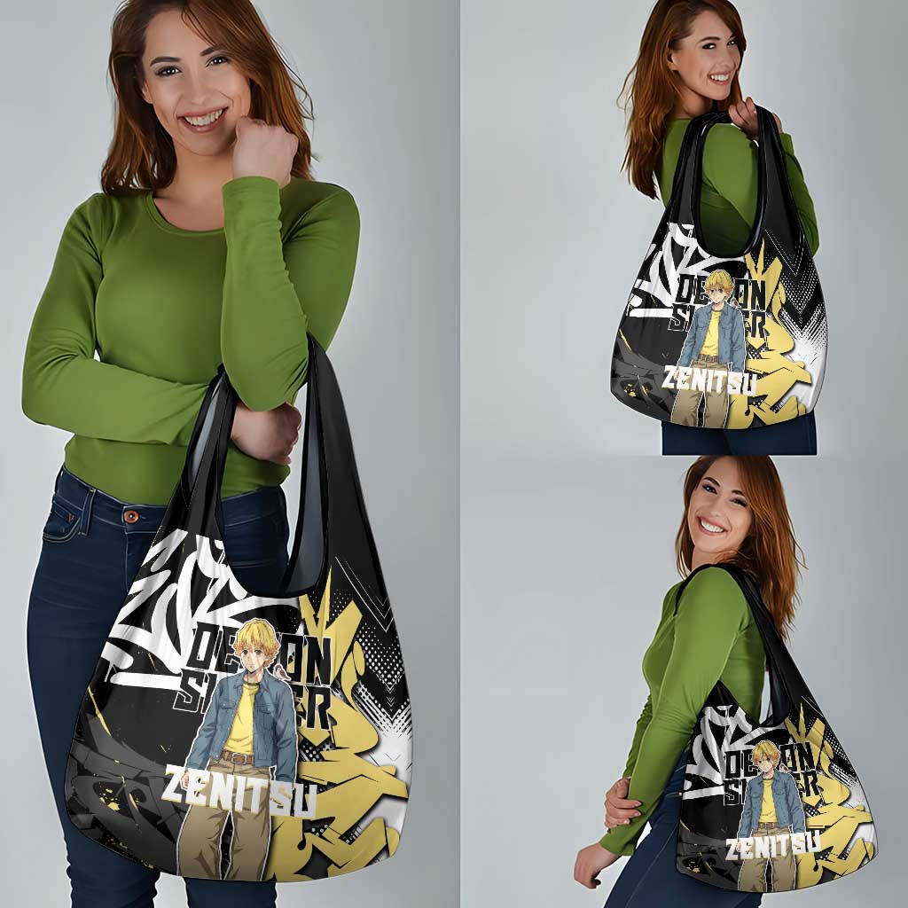 Agatsuma Zenitsu Demon Slayer Grocery Bag Yellow & Black Graffiti Anime