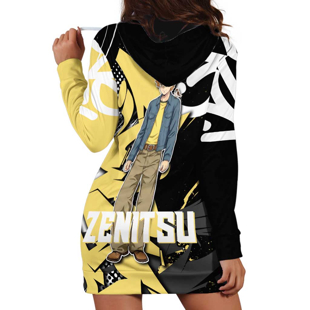 Agatsuma Zenitsu Demon Slayer Hoodie Dress Yellow & Black Graffiti Anime
