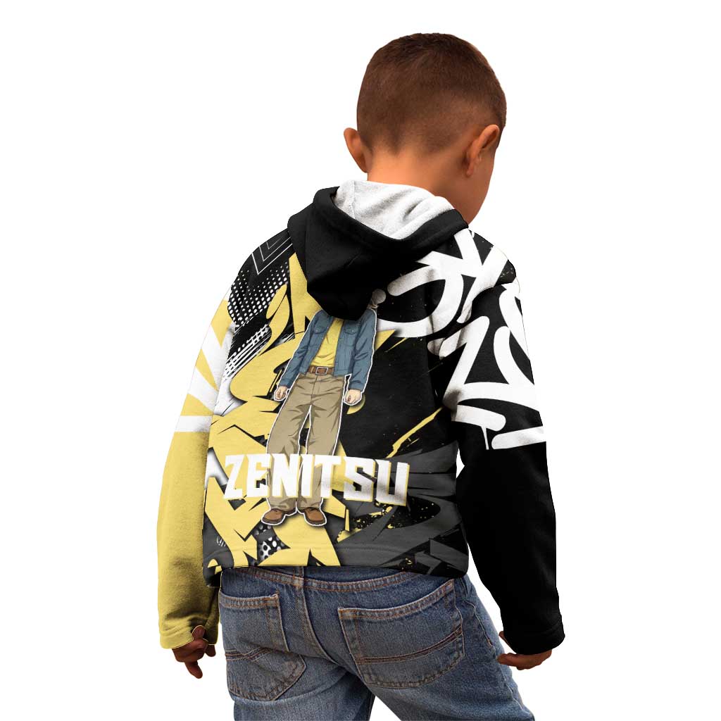 Agatsuma Zenitsu Demon Slayer Kid Hoodie Yellow & Black Graffiti Anime