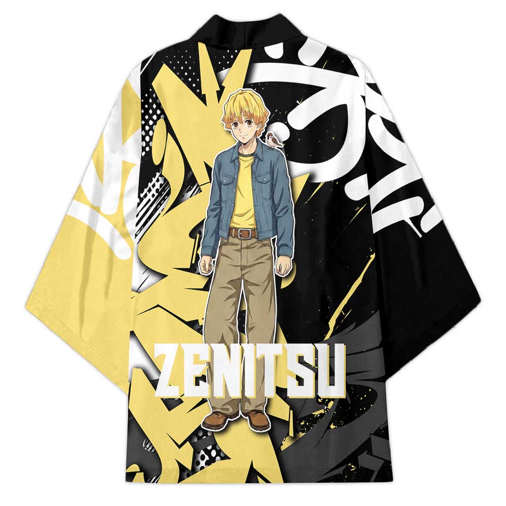 Agatsuma Zenitsu Demon Slayer Kimono Yellow & Black Graffiti Anime