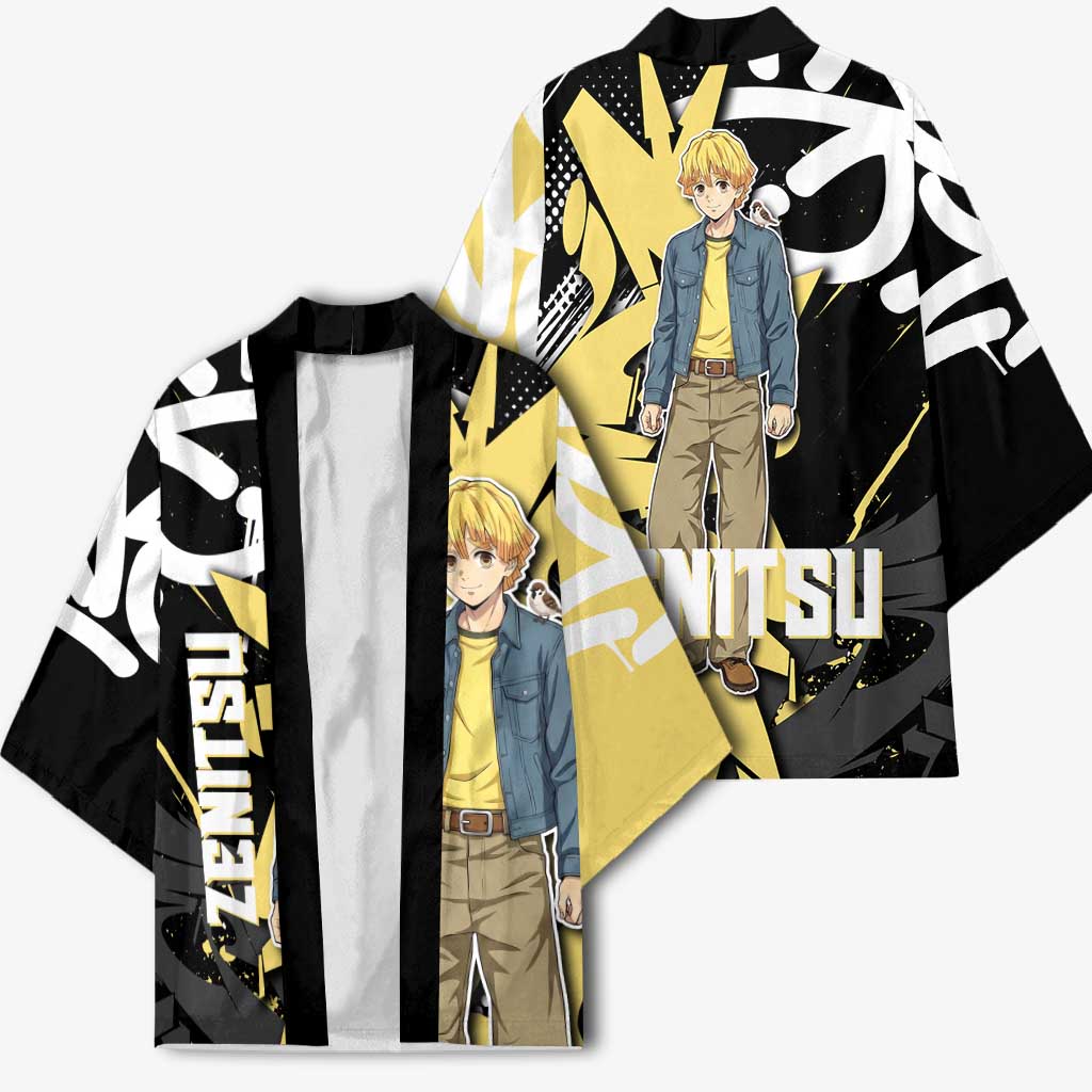 Agatsuma Zenitsu Demon Slayer Kimono Yellow & Black Graffiti Anime