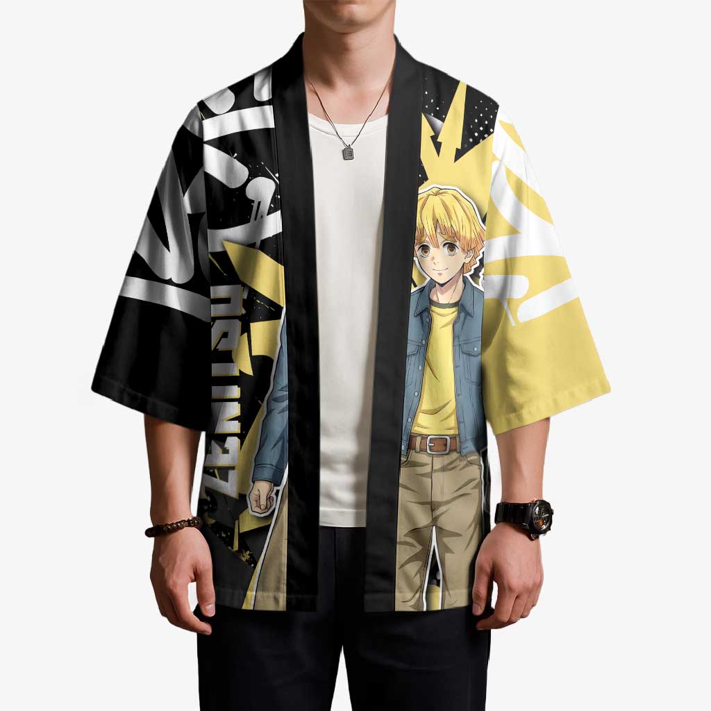 Agatsuma Zenitsu Demon Slayer Kimono Yellow & Black Graffiti Anime