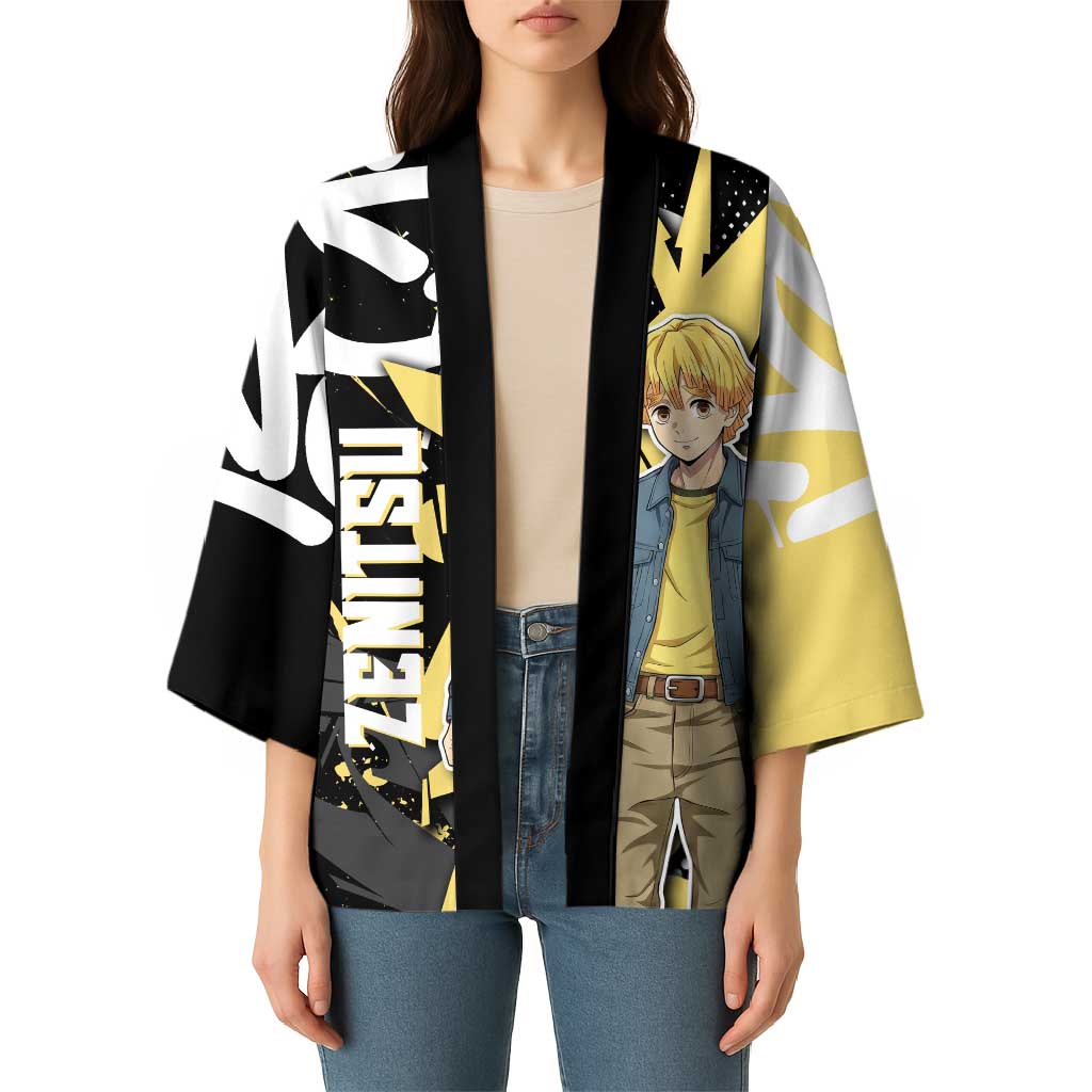 Agatsuma Zenitsu Demon Slayer Kimono Yellow & Black Graffiti Anime