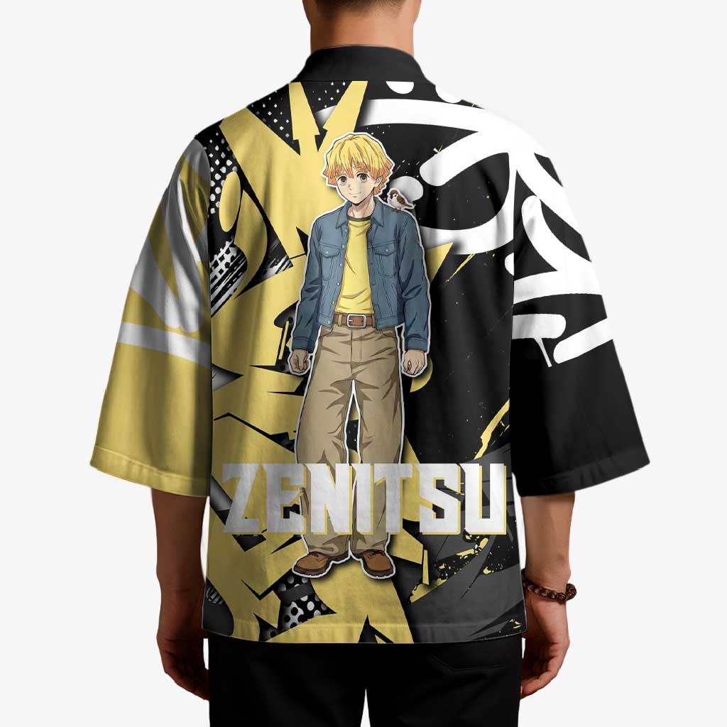 Agatsuma Zenitsu Demon Slayer Kimono Yellow & Black Graffiti Anime