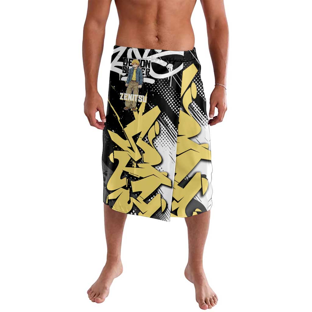 Agatsuma Zenitsu Demon Slayer Lavalava Yellow & Black Graffiti Anime