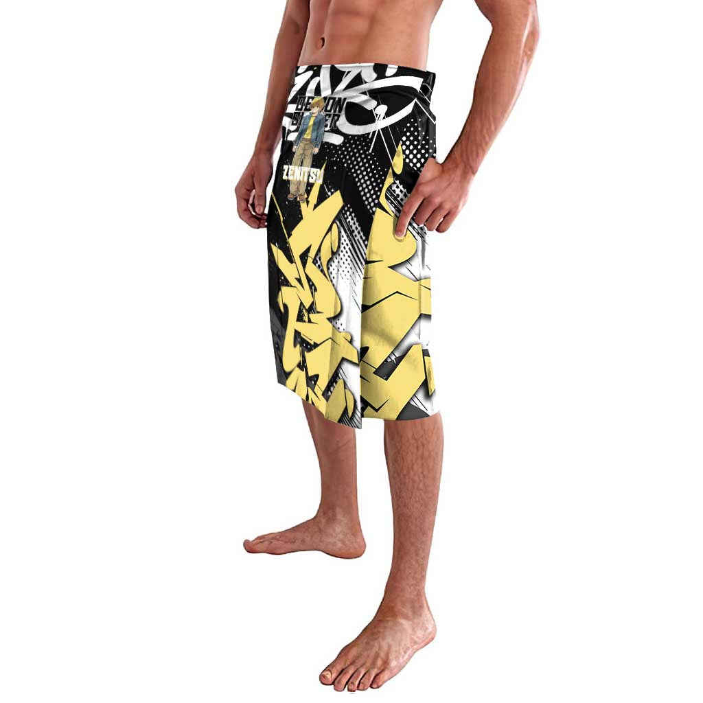 Agatsuma Zenitsu Demon Slayer Lavalava Yellow & Black Graffiti Anime