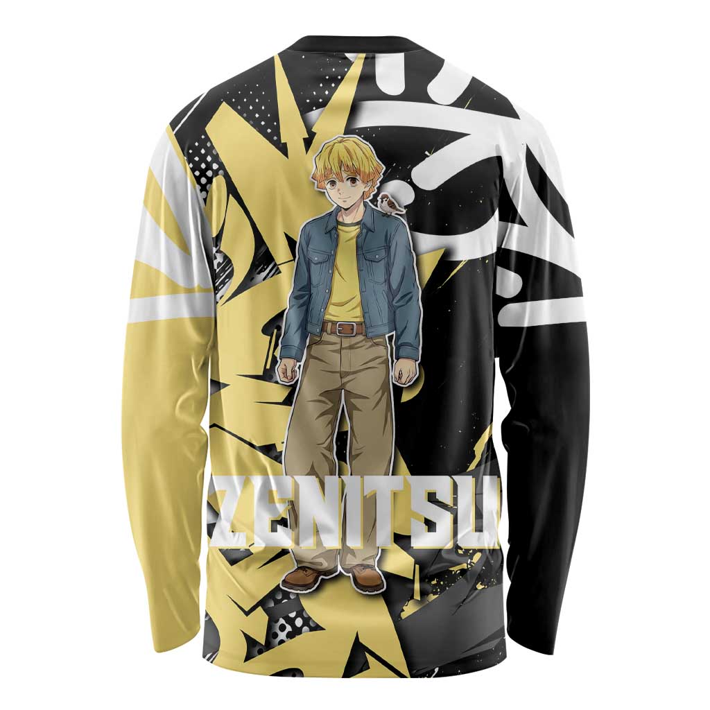 Agatsuma Zenitsu Demon Slayer Long Sleeve Shirt Yellow & Black Graffiti Anime