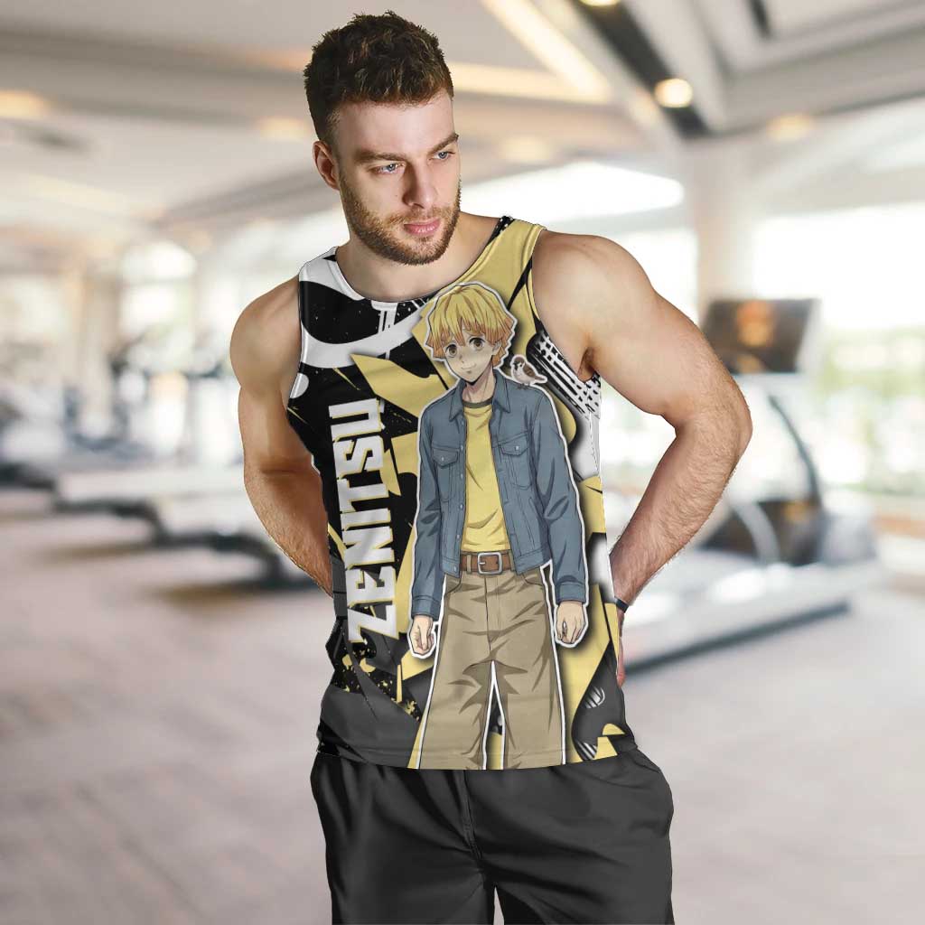 Agatsuma Zenitsu Demon Slayer Men Tank Top Yellow & Black Graffiti Anime