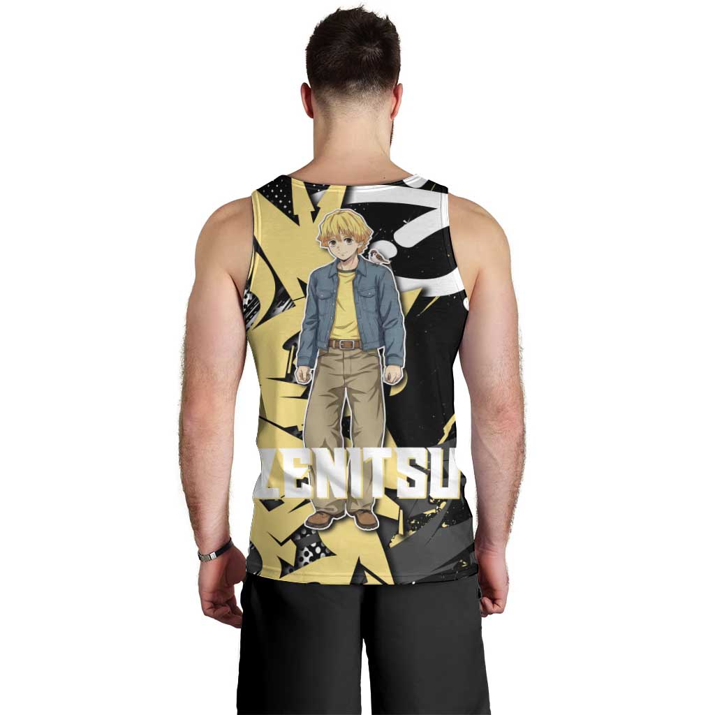 Agatsuma Zenitsu Demon Slayer Men Tank Top Yellow & Black Graffiti Anime